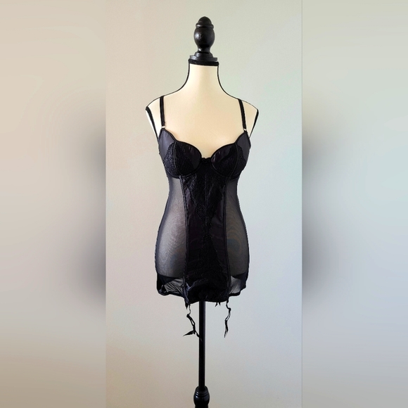 NWT Black Lace Mesh Push-Up Teddy - Picture 1 of 4